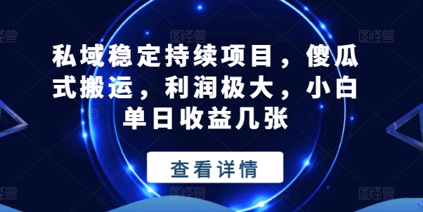 私域稳定持续项目，傻瓜式搬运，利润极大，小白单日收益几张|小鸡网赚博客