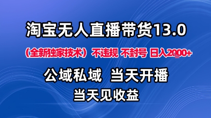 淘宝无人直播13.0，公域私域技术，不封号，不违规布局下半年旺季赛道，日入1K+（独家技术）【揭秘】|小鸡网赚博客
