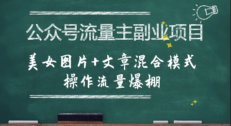 公众号流量主副业项目，美女图片+文章混合模式操作流量爆棚|小鸡网赚博客