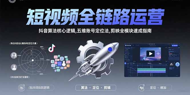 （15580期）短视频全链路运营：抖音算法核心逻辑,五维账号定位法,剪映全模块速成指南|小鸡网赚博客