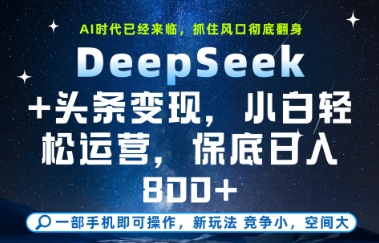 DeepSeek+头条变现，保姆级教学，小白轻松上手，日入8张+【揭秘】|小鸡网赚博客