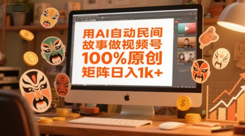 用AI自动民间故事做视频号，100%原创，矩阵日入1k+|小鸡网赚博客