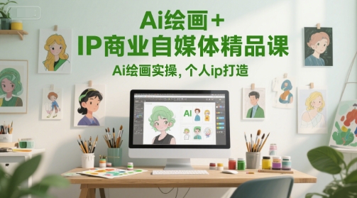 Ai绘画+IP商业自媒体精品课，Ai绘画实操，个人ip打造|小鸡网赚博客