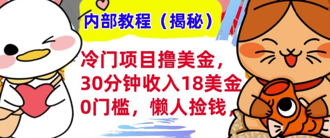 冷门项目撸美刀，30分钟收入18美刀，0门槛，懒人捡钱，无脑操作|小鸡网赚博客