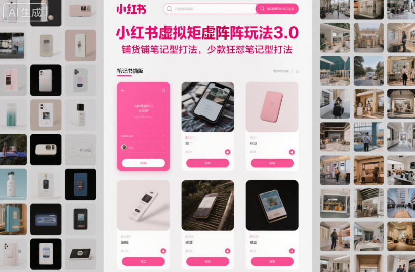 小红书虚拟矩阵玩法3.0，铺货铺笔记型打法，少款狂怼笔记型打法|小鸡网赚博客