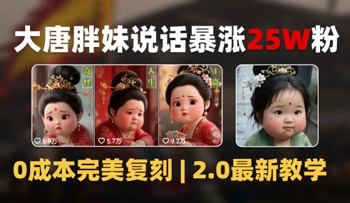 AI大唐胖贵妃说话2.0，40条视频暴涨40w粉，附独家变现攻略|小鸡网赚博客