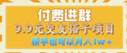 付费进群9.9交友搭子项目，熟练可矩阵操作，月收益过W|小鸡网赚博客