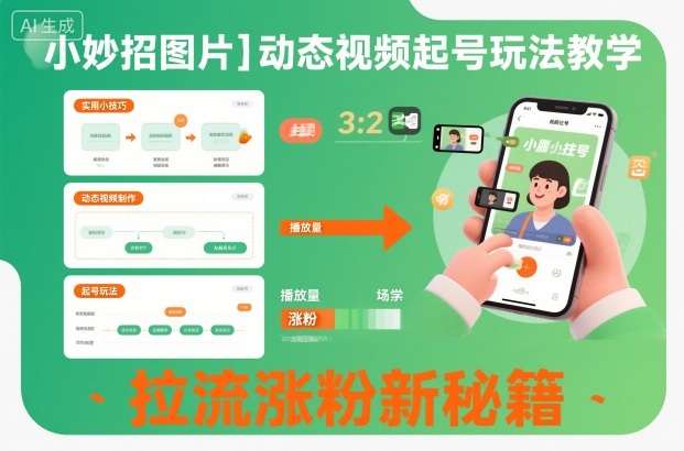 小妙招图片＋动态视频起号玩法教学，拉流涨粉新秘籍|小鸡网赚博客