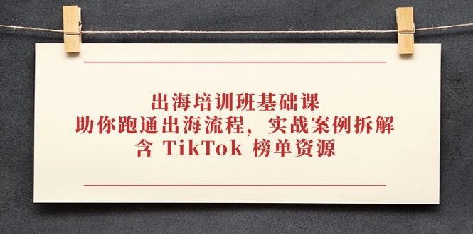 （14555期）出海培训班基础课，助你跑通出海流程，实战案例拆解，含 TikTok 榜单资源|小鸡网赚博客