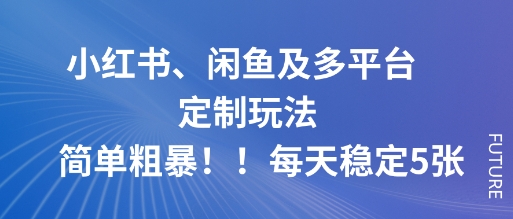 小红书、闲鱼及多平台定制玩法简单粗暴！每天稳定5张|小鸡网赚博客
