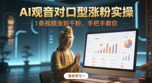 AI观音对口型涨粉实操，1条视频涨到千粉，手把手教你|小鸡网赚博客