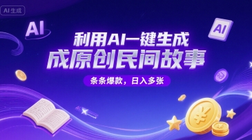 利用AI一键生成原创民间故事，无限制生成，条条爆款，日入多张|小鸡网赚博客