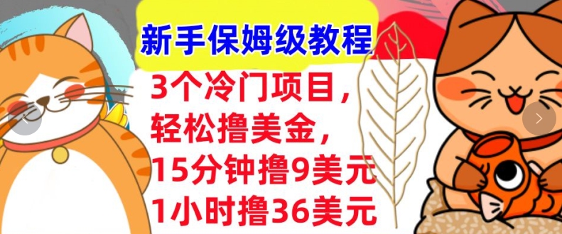 3个冷门项目，轻松撸美刀，1小时撸36刀，新手保姆级教程|小鸡网赚博客