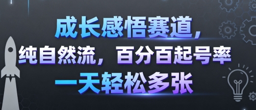 成长感悟赛道，纯自然流，百分百起号率 一天轻松多张|小鸡网赚博客