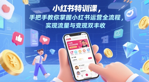 小红书特训课，手把手教你掌握小红书运营全流程，实现流量与变现双丰收|小鸡网赚博客
