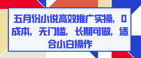 五月份小说高效推广实操，0成本，无门槛，长期可做，适合小白操作|小鸡网赚博客