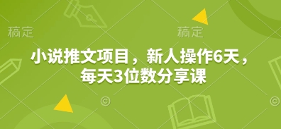 小说推文项目，新人操作6天，每天3位数分享课|小鸡网赚博客