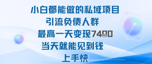 2025年小白都能做的私域项目引流负债人群最高一天变现1k+高变现难度低当天就能见到钱上手快|小鸡网赚博客