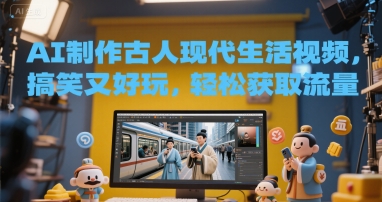 AI制作古人现代生活视频，搞笑又好玩，轻松获取流量|小鸡网赚博客