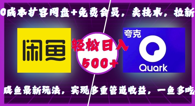 0成本扩容网盘+免费会员，卖技术，拉新，咸鱼最新玩法，实现多重管道收益，一鱼多吃，轻松日入500+|小鸡网赚博客