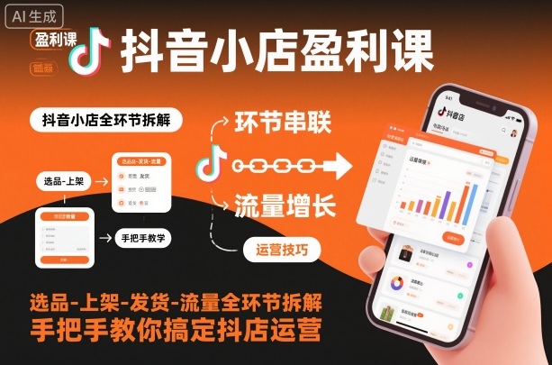 抖音小店盈利课-选品-上架-发货-流量全环节拆解，手把手教你搞定抖店运营|小鸡网赚博客