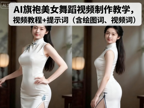 AI旗袍美女舞蹈视频制作教学，视频教程+提示词（含绘图词、视频词）|小鸡网赚博客