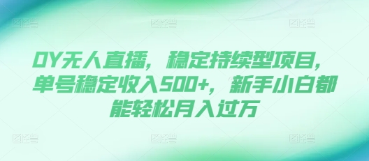 DY无人直播，稳定持续型项目，单号稳定收入500+，新手小白都能轻松月入过万【揭秘】|小鸡网赚博客