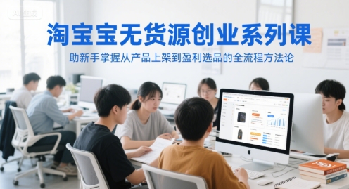 淘宝无货源创业系列课，助新手掌握从产品上架到盈利选品的全流程方法论|小鸡网赚博客