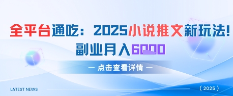 全平台通吃：2025小说推文新玩法，副业月入6k|小鸡网赚博客