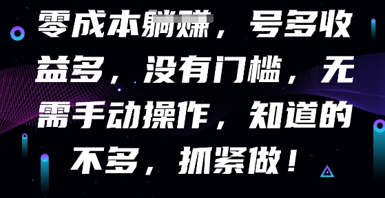 零成本全自动，号多收益多，没有门槛，无需手动|小鸡网赚博客