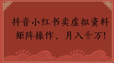 抖音小红书卖虚拟教辅、公务员资料，矩阵操作，月入1W+|小鸡网赚博客