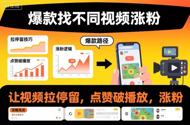 爆款找不同视频涨粉，让视频拉停留，实现点赞，破播放，涨粉|小鸡网赚博客