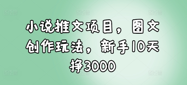 小说推文项目，图文创作玩法，新手10天挣3000|小鸡网赚博客