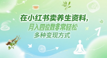 在小红书卖养生资料，月入四位数非常轻松，多种变现方式|小鸡网赚博客