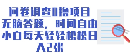 问卷调查0撸项目，无脑答题，时间自由，小白每天轻轻松松日入2张|小鸡网赚博客