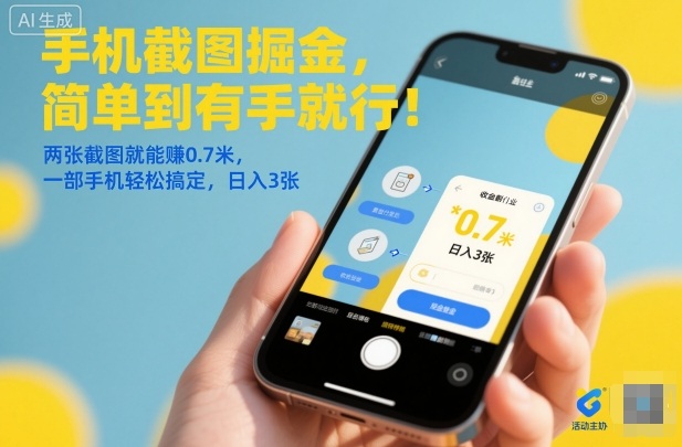 手机截图掘金,简单到有手就行!两张截图就能賺0.7米,一部手机轻松搞定,日入3张【揭秘】|小鸡网赚博客