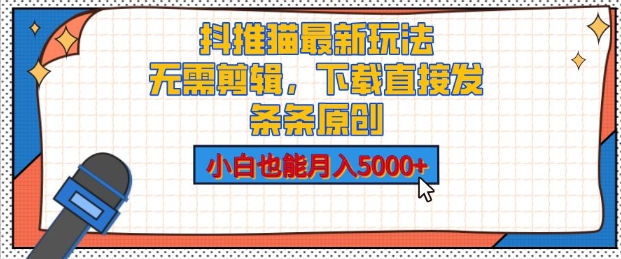 抖推猫最新玩法，小白也能月入5000+，小说推文无需剪辑，直接代发，2分钟直接搞定|小鸡网赚博客