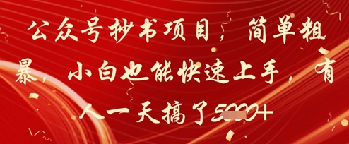 公众号抄书项目，简单粗暴，小白也能快速上手，有人一天搞了1k+|小鸡网赚博客