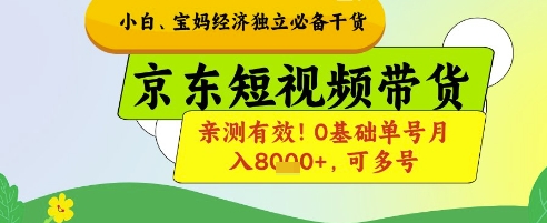 小白宝妈经济独立必备干货，京东短视频带货，亲测有效!0基础单号月入8k+，可多号【揭秘】|小鸡网赚博客