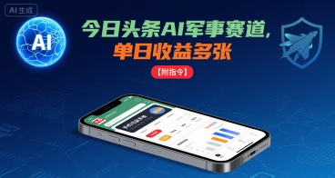 今日头条AI军事赛道，单日收益多张 ，手机可做【附指令】|小鸡网赚博客