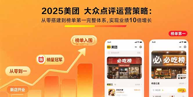 （15602期）2025美团 大众点评运营策略:从零搭建到榜单第一完整体系,实现业绩10倍增长|小鸡网赚博客