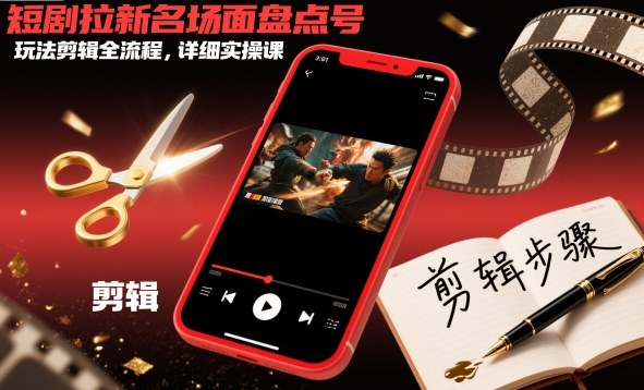 短剧拉新名场面盘点号玩法剪辑全流程，详细实操课|小鸡网赚博客