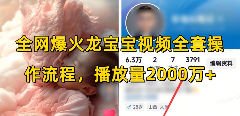 全网爆火龙宝宝视频全套操作流程，播放量2000万+|小鸡网赚博客