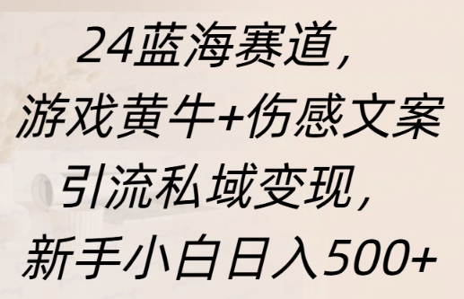 蓝海赛道，游戏黄牛+伤感文案引流私域变现，新手小白日入多张|小鸡网赚博客