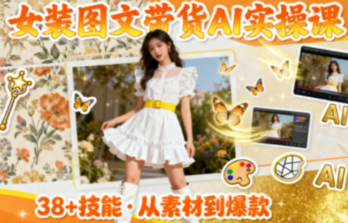 女装图文带货的AI实操课，覆盖38个实用技能，快速提升素材制作效率|小鸡网赚博客