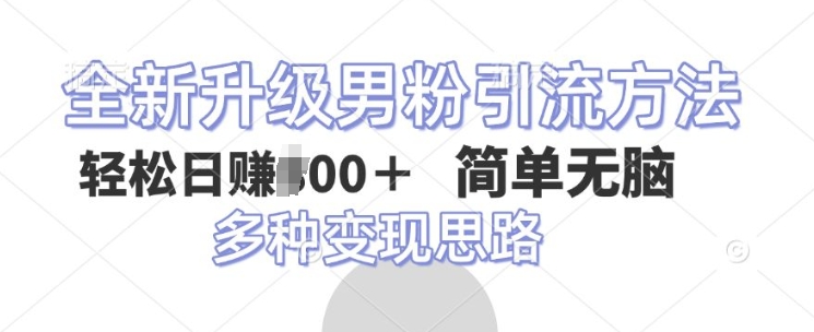 全新升级男粉引流方法，不需要真人出境，不需要你有才艺，二创风格 简单暴力|小鸡网赚博客