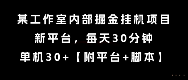某工作室内部掘金挂G项目，新平台，每天30分钟，单机30+【揭秘】|小鸡网赚博客
