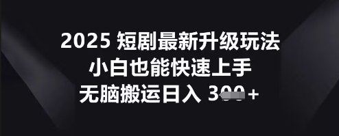 2025短剧最新升级玩法，小白也能快速上手，无脑搬运日入3张|小鸡网赚博客