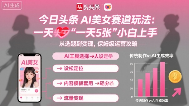 今日头条AI美女赛道玩法，一天轻松5张，小白轻松上手|小鸡网赚博客