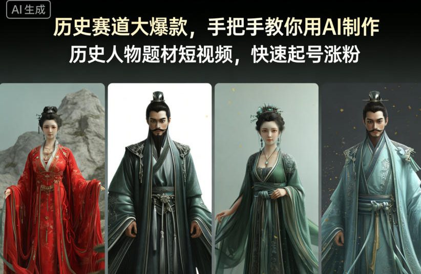 历史赛道大爆款，手把手教你用AI制作历史人物题材短视频，快速起号涨粉|小鸡网赚博客